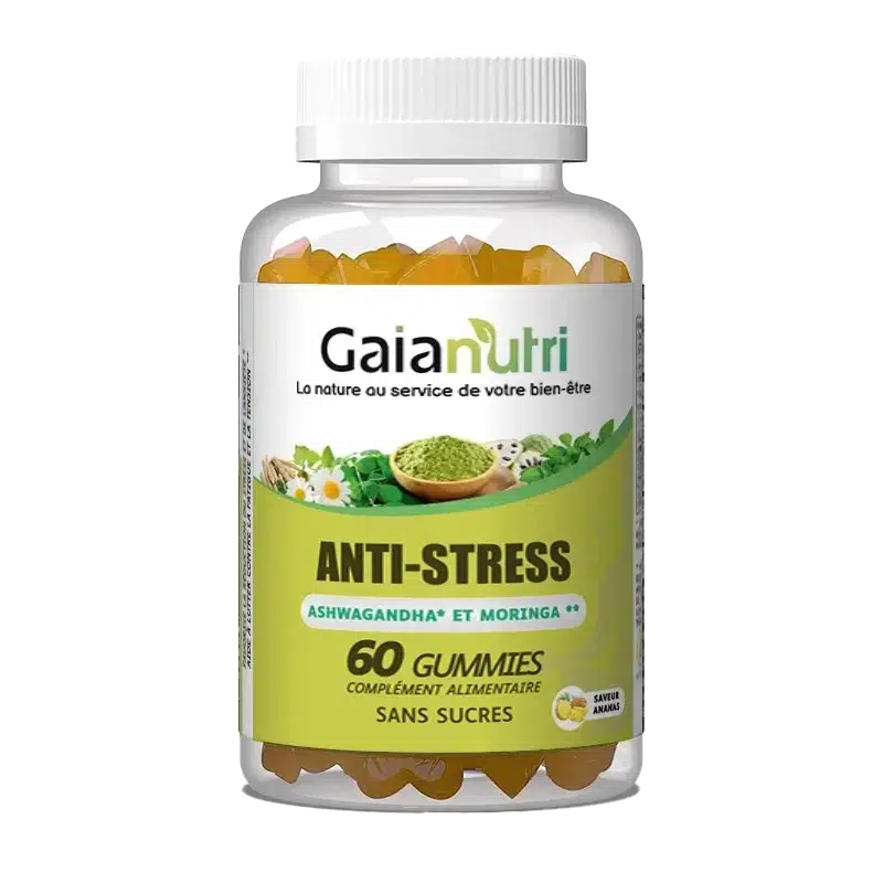 Gummies Gaianutri Anti-Stress pour favoriser relaxation et équilibre émotionnel.