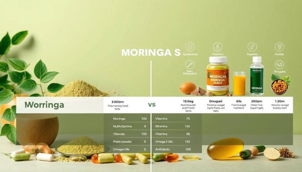 Comparaison nutritionnelle du moringa avec d'autres compléments Comparaison nutritionnelle du moringa avec d'autres compléments