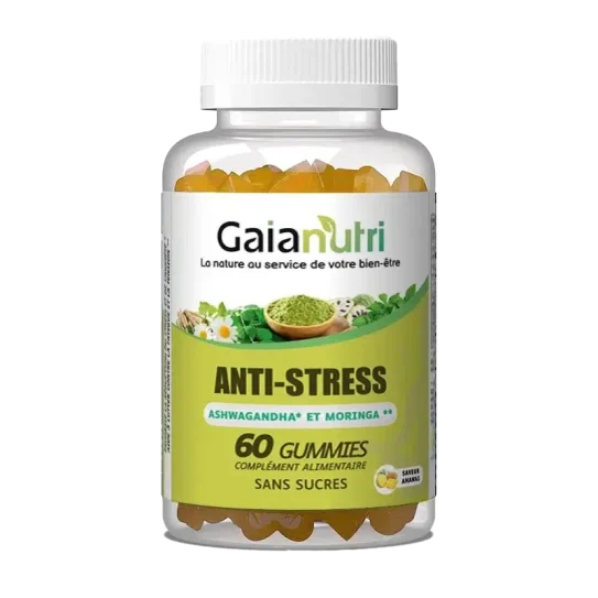 Gummies Gaianutri Anti-Stress pour favoriser relaxation et équilibre émotionnel.